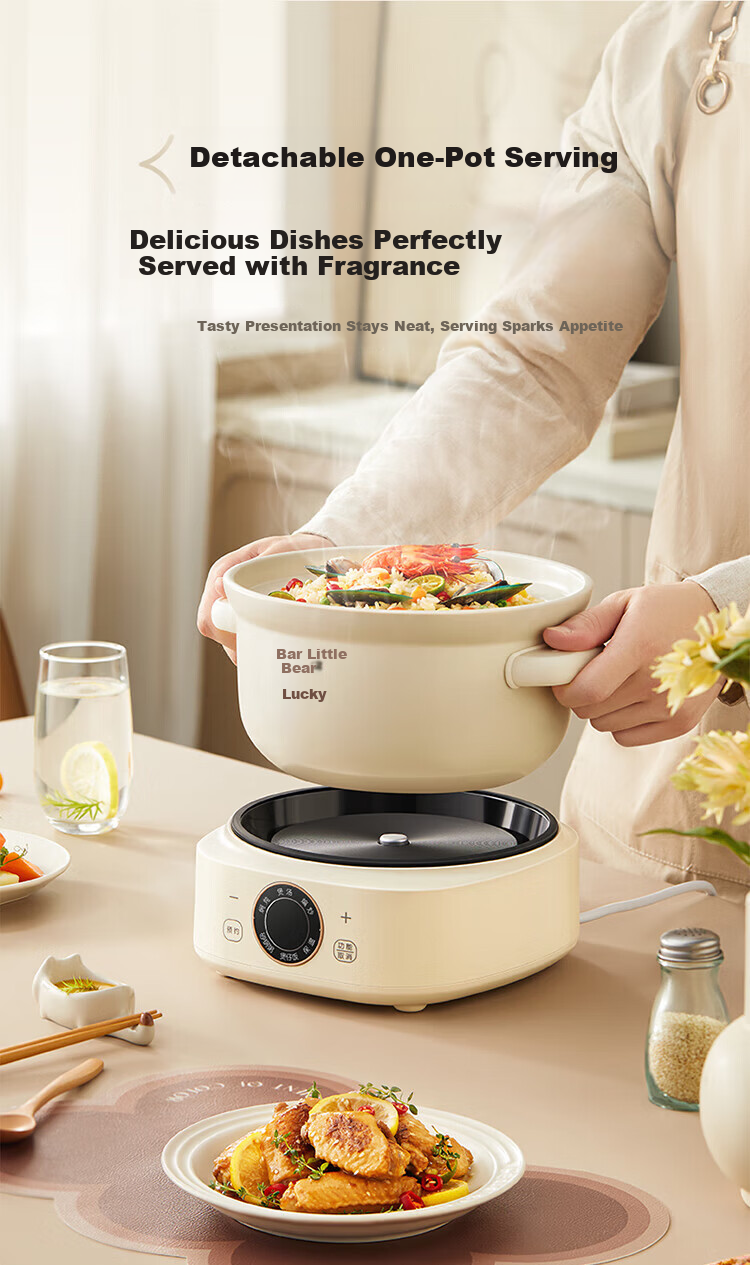 Bear Electric Clay Pot Electric Stew Pot Soup Cooker Health Porridge Cooker 3-4 People Split Electric Clay Pot DSG-D30S1 3L High Heat Quick Stew [Off-White] 18