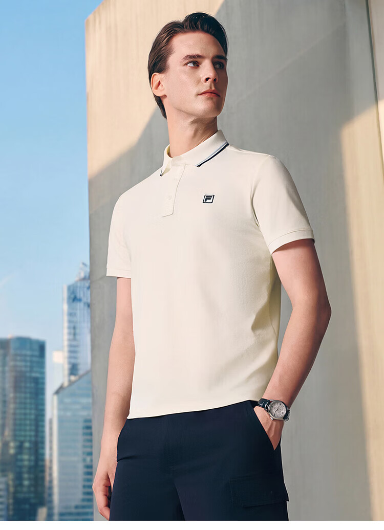 FILA Elite Men's Knitted Short Sleeve Polo Shirt 2026 Summer Simple Basic Casual Top 30