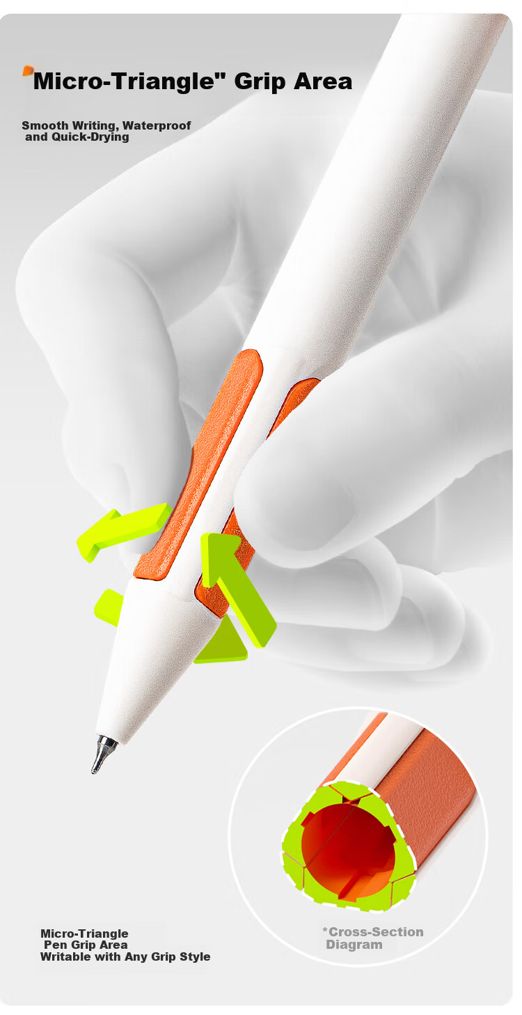 Fizz 2nd Generation Precision Pen CS Dual Ballpoint Tip Black Technology Retractable Gel Pen Quick-Dry Smooth Anti-Drop Exam Writing Pen White for Middle and High School Students 9