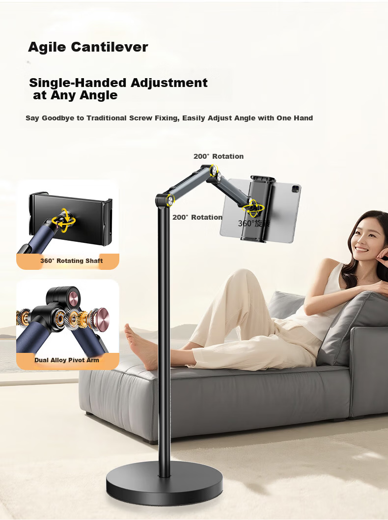 Kewo [Upgraded Thickened] Lazy Tablet Floor Stand Phone Holder Multifunctional Live Streaming Adjustable Telescopic Lazy Stand Bedside Video Watching Universal 6