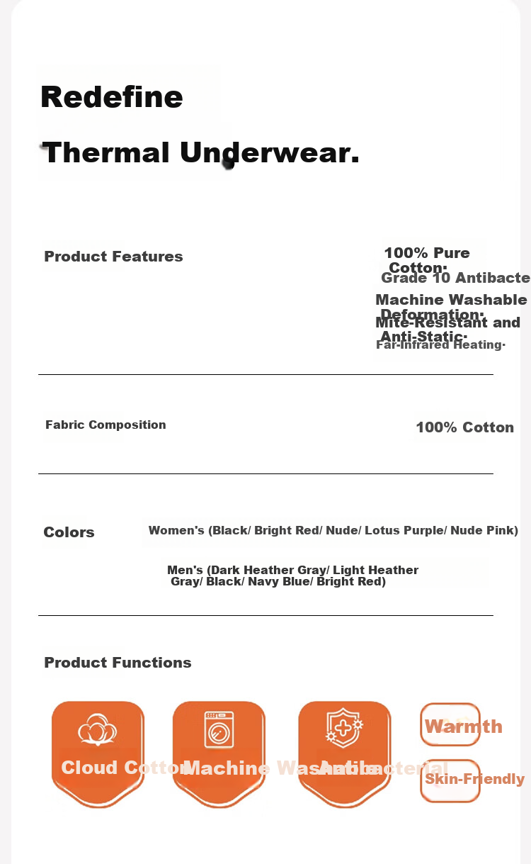 Yalu 100% Cotton Men's Thermal Underwear Set Anti-Mite Anti-Static Warm Autumn Winter Cotton Knit Top and Bottom 17