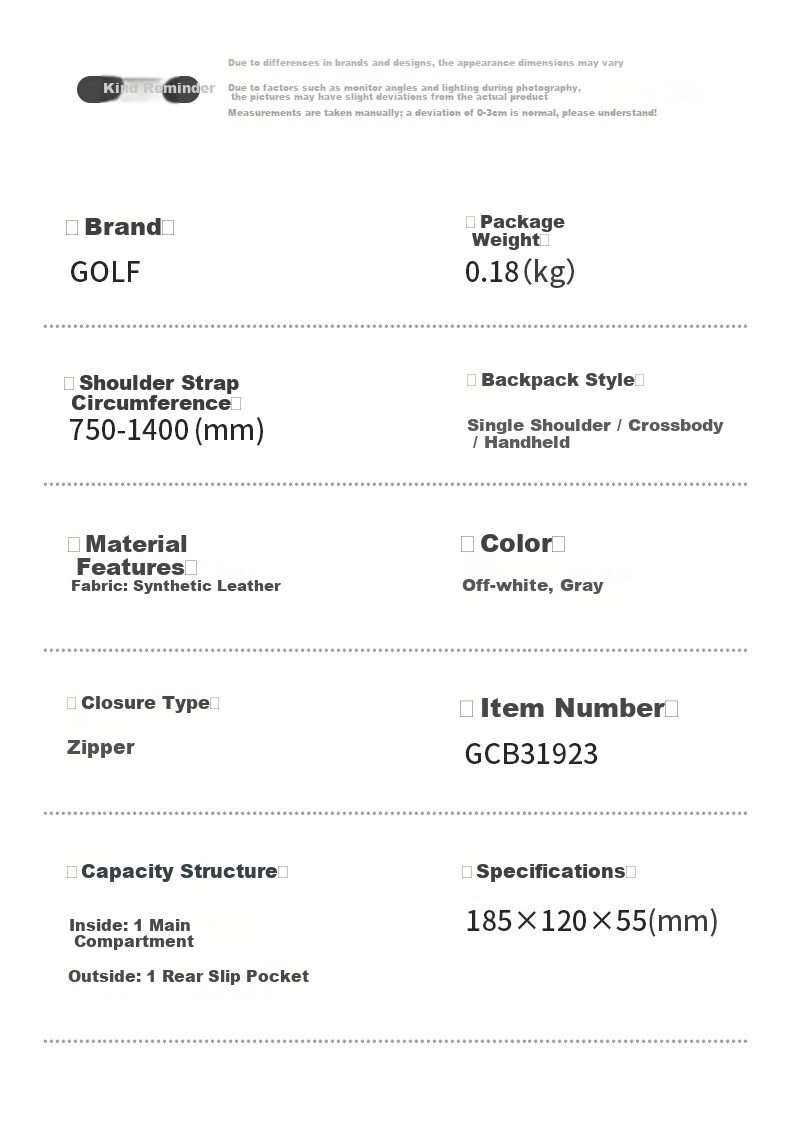 GOLF Women's Crossbody Bag Fashion Waterproof Casual Shoulder Bag Phone Bag Birthday Gift for Girls 10
