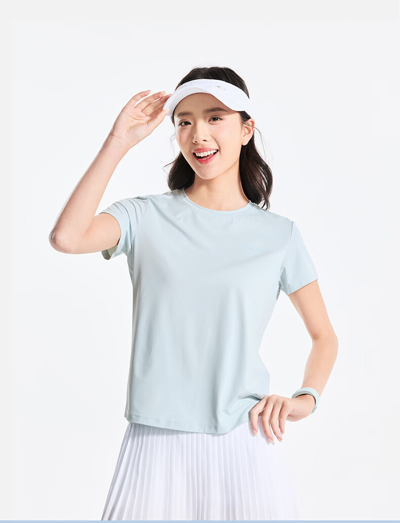 Erke Women's Crew Neck Short Sleeve Knit Shirt Summer Ice-Feel Functional T-Shirt Sports Running Casual Base Layer Top 8