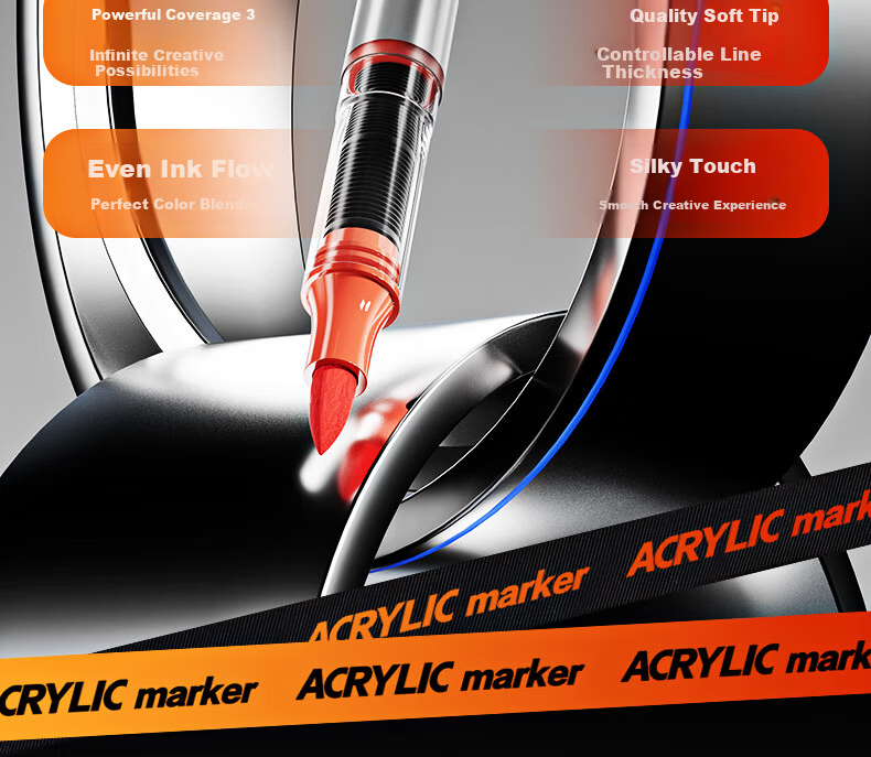M&G 36-Color Acrylic Marker Pens Set with Direct Ink Bag, Children's Student Drawing and Graffiti Markers, Hand-Painted Coloring Pens, Back-to-School Gift APMT80J5 8