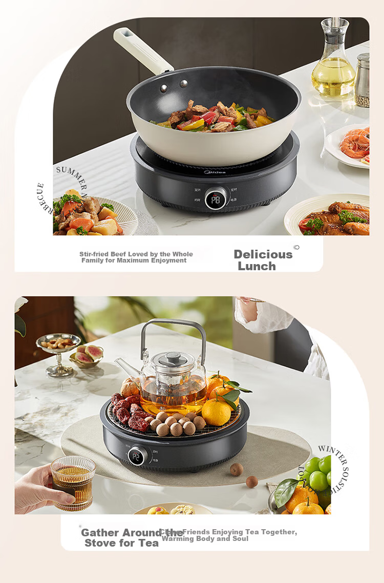 Midea Electric Ceramic Stove Tea Cooker Induction Cooker Household New Induction Cooker Hot Pot Smart Double Ring High Power Battery Stove Stir-fry Stove Tea Brewing Stove Hot Pot Stove MC-HW22E03 10