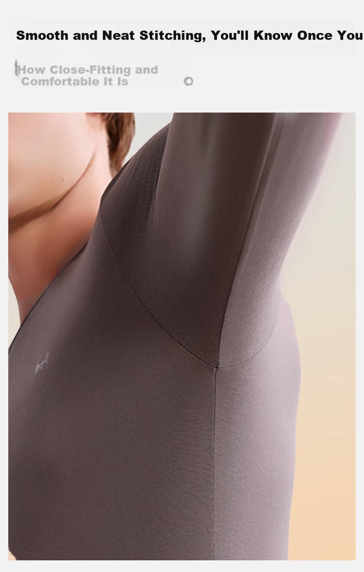 MiiOW 95% Cloud Cotton Antibacterial Women's Autumn Thermal Underwear Set Round Neck Warm Innerwear Light Yellow 2XL 13