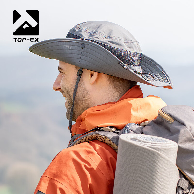 TOPEX Outdoor Wide Brim Hiking Hat for Men Summer Mountaineering Fishing UV Protection Breathable Quick-Dry Bucket Hat