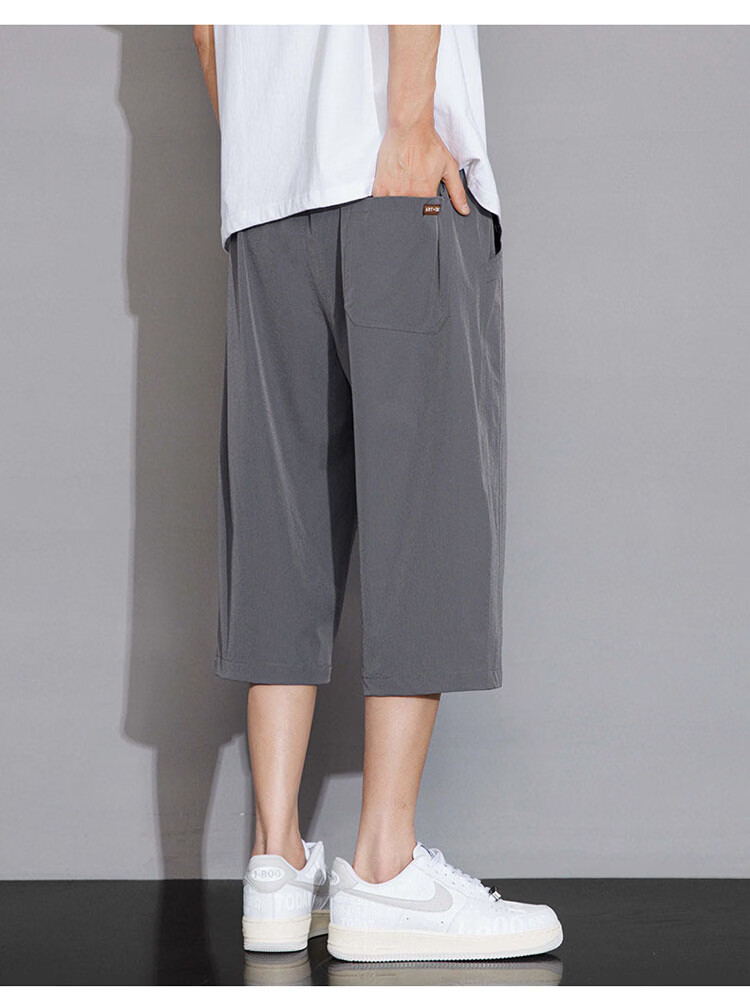 ROMON Men's Summer Thin Loose Casual Straight Five-Point Shorts Breathable Cool Black M 7