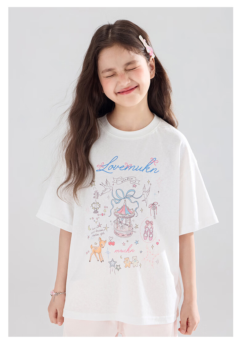 Mucmukn Wish Fairy Snowflake Soft Cotton Loose Hand-Painted Print Short Sleeve T-Shirt Summer Girls' Tee New 13