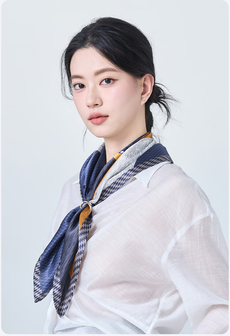 JIUMU 100% Mulberry Silk Scarf, Square Shawl for Women, Valentine's Day Gift for Girls, Birthday Present in Gift Box 10
