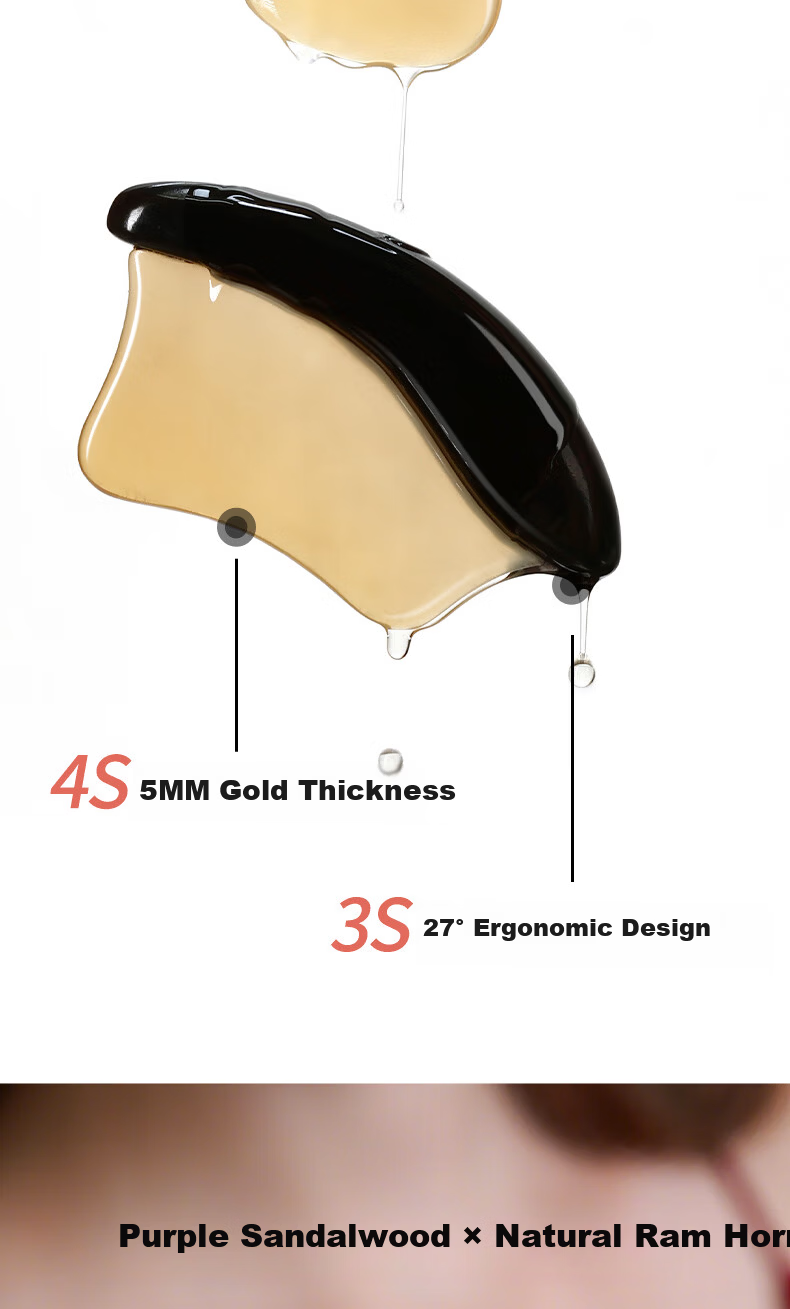 Chaojun Genuine Natural Sandalwood Horn Gua Sha Scraping Board Muscle Massage Stick Facial Full Body Massager Practical Birthday Gift for Mom and Wife 4