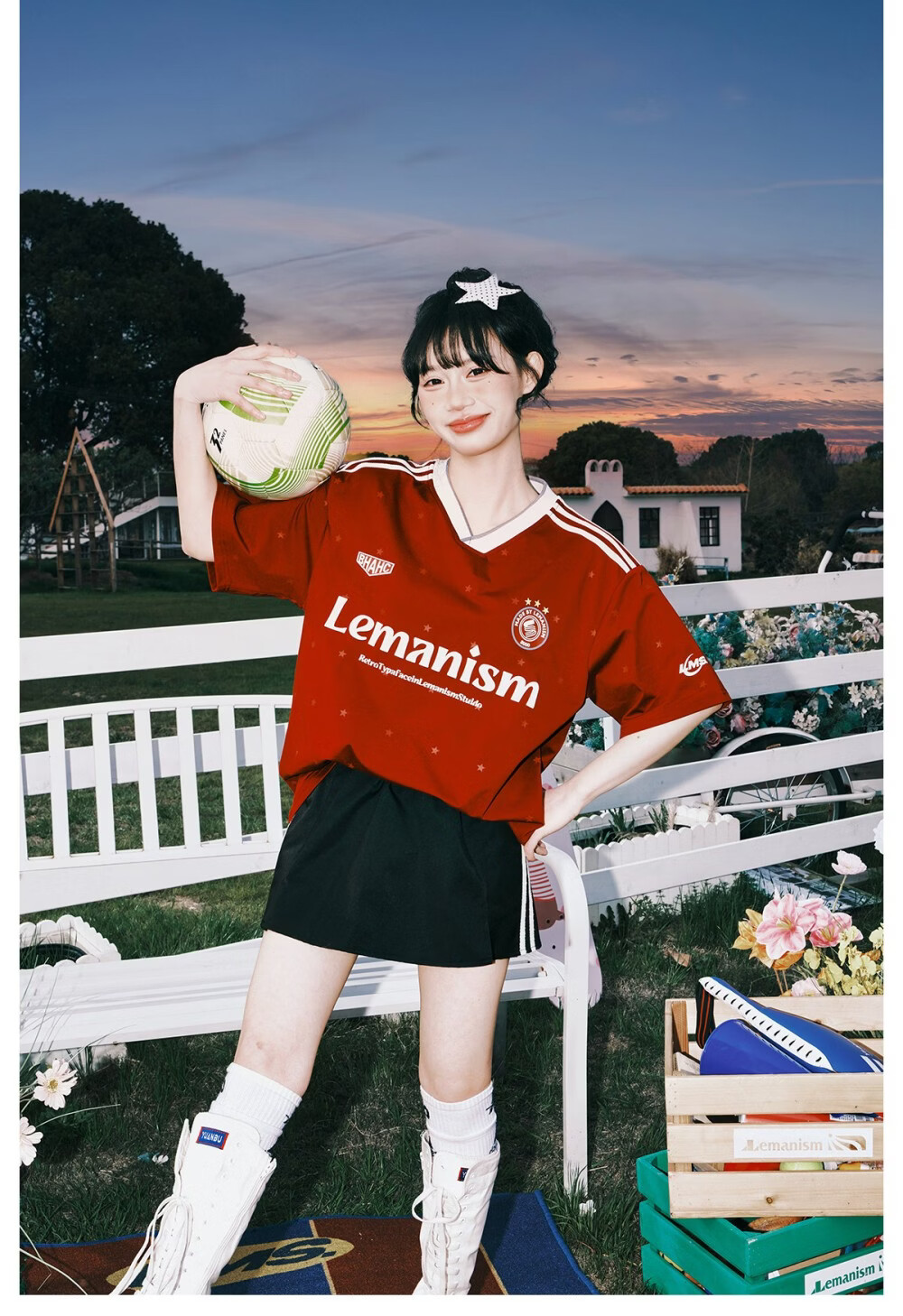 LEMANISM American Style Star Print Short Sleeve T-Shirt Men 2026 Summer New V-Neck Jersey Navy Blue S 23