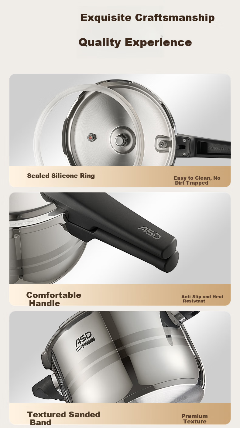 ASD Pressure Cooker 100KPa Household Pressure Cooker 304 Stainless Steel Explosion-Proof 4L Induction Cooker Compatible YS20A9WG 15