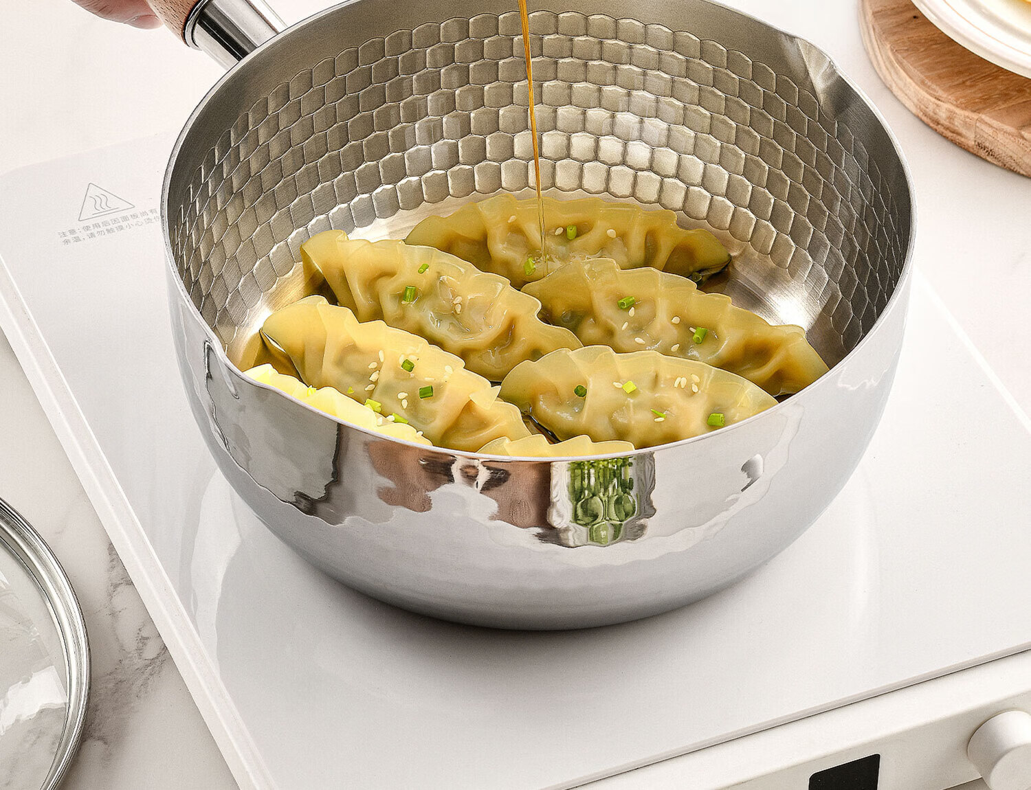 Jingyan Stainless Steel Snow Flat Pot Small Induction Cooker Pot for One Person Household Cooking Noodle Pot Milk Heating Non-stick Baby Food Pot Milk Pan 14