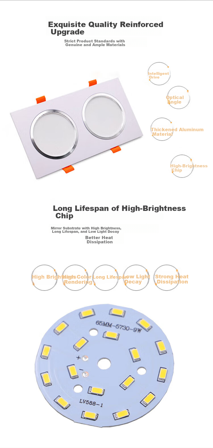 CARE LED Dual-Head Grid Downlight 22x12cm 16W Cool White Corridor Grid Ceiling Minimalist Downlight Black Housing 2
