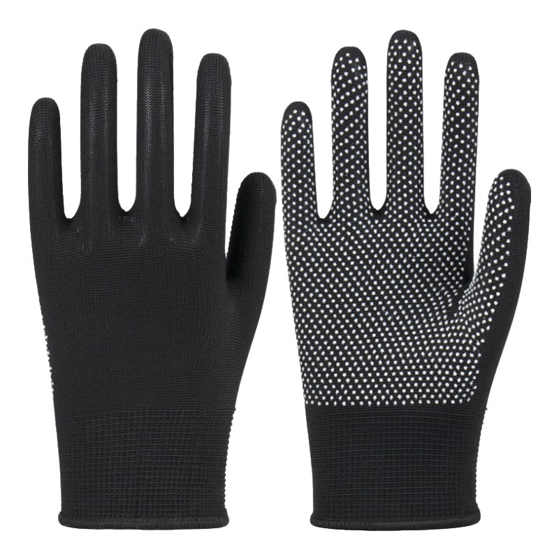 Maozhengdian Plastic Labor Protection Gloves 10 Pairs Nylon Beaded Anti-Slip Breathable Lightweight Black for Work, Delivery, Packaging, Driving, Tug of War