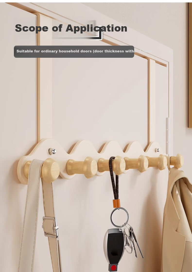 Tiger Mister Over Door Hook Rack No Drilling Bedroom Door Clothes Bag Storage 6 Hooks 3