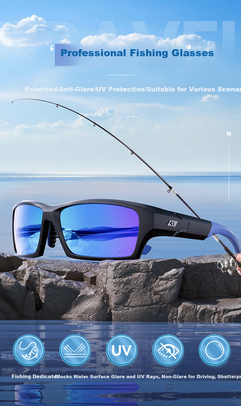 Baopu Fishing Glasses Polarized Sunglasses for Underwater Viewing UV Protection Lure Fishing Aviator Sunglasses for Fish Spotting and Float Watching 1