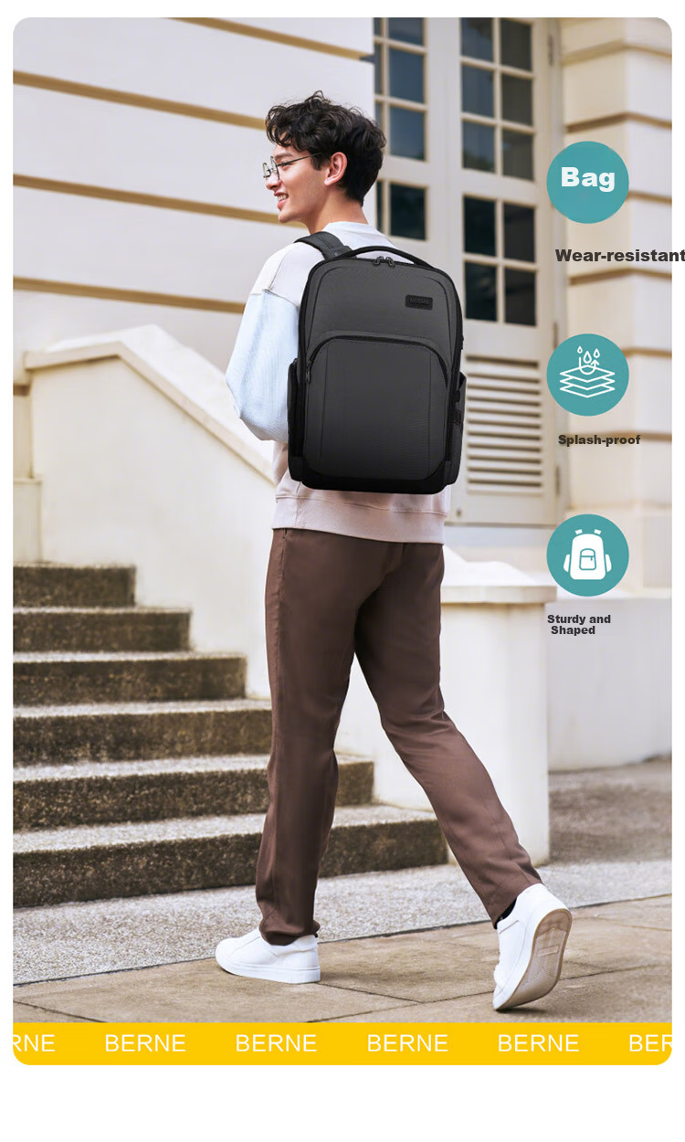 American Tourister Men's Backpack Commuter Laptop Bag Multifunctional 16-inch Travel Bag NA5 Light Gray 4