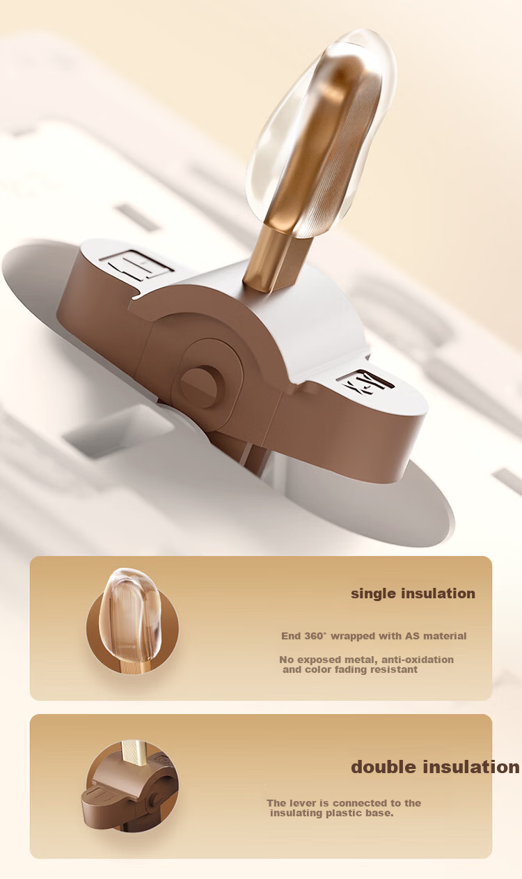 BULL Vintage Switch Socket Acrylic Ultra-thin Panel Five-hole 10A+16A G70Z227 Walnut Color 13