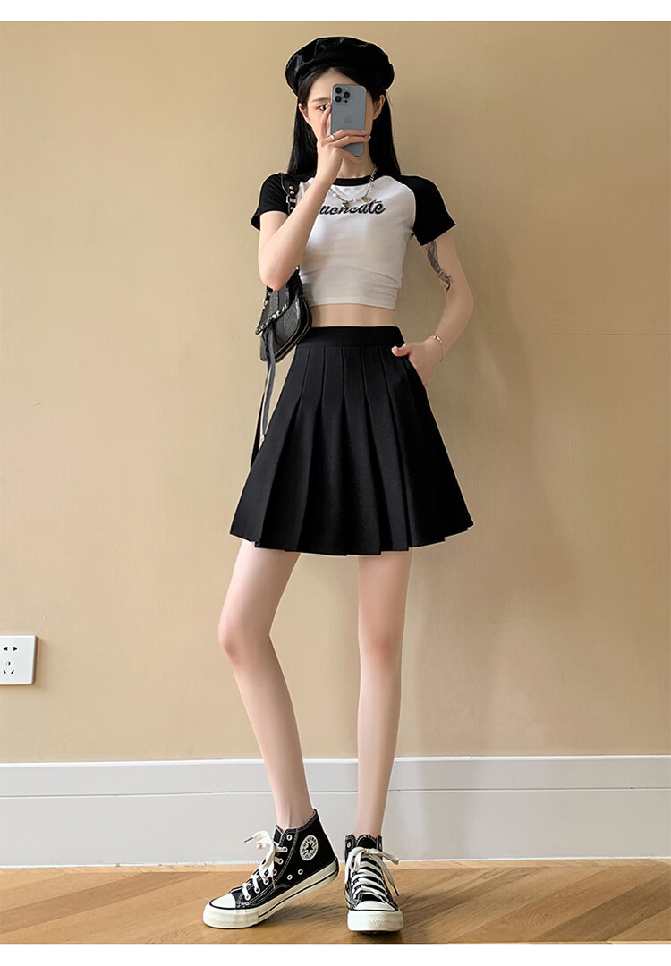 Free Style Pocket Pleated Skirt for Women Petite High Waist Anti-Exposure Blazer Mini Skirt 2026 New Summer Bodycon Skirt 17