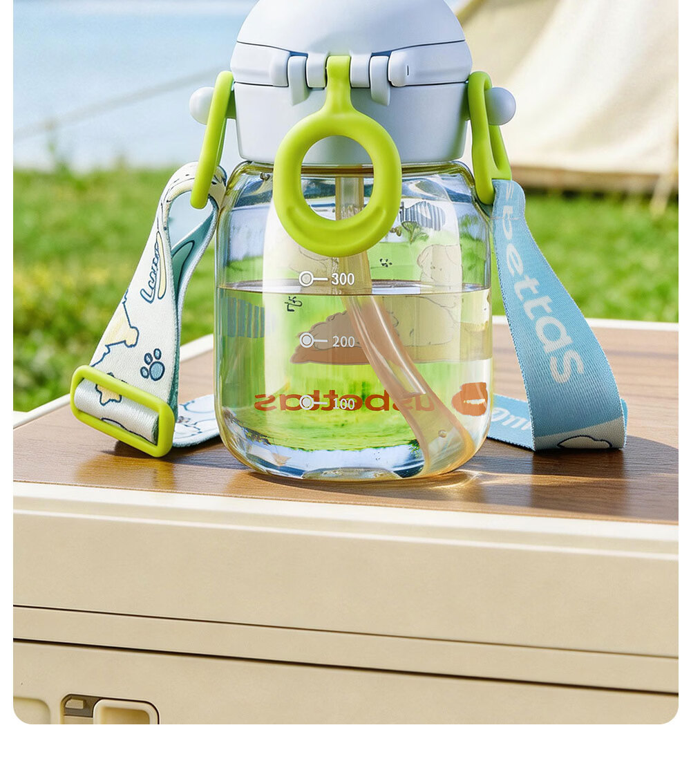 Beitais TonTon Bucket Children's Straw Cup Baby Direct Drinking Kindergarten Water Bottle Spring Summer Outing 2 Years PPSU Soft Cloud Blue 23
