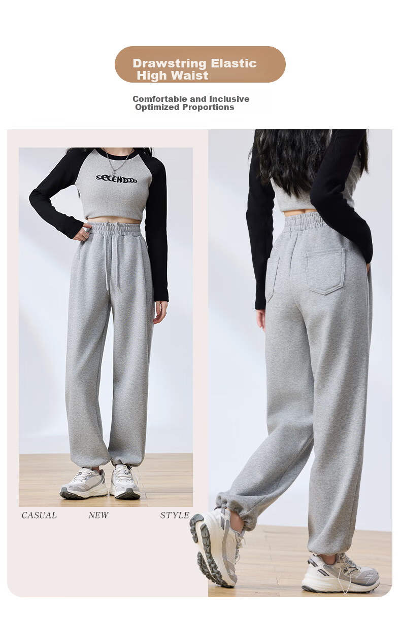 Langsha Women's Sweatpants Spring Autumn American Style Sports Pants Loose Slim Fit Jogger Straight Leg Two-Way Casual Draped Wide-Leg Pants 5