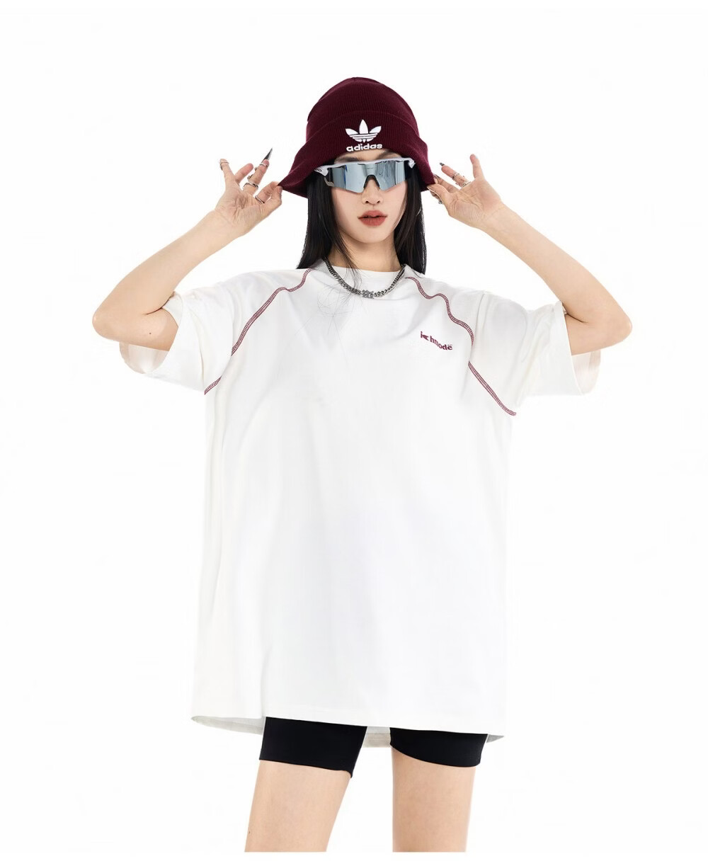 ICH MODE Hasselblad Line Round Neck Short Sleeve T-Shirt Women Summer New Outdoor Sports Half Sleeve Five-Point Sleeve Top Black M 10