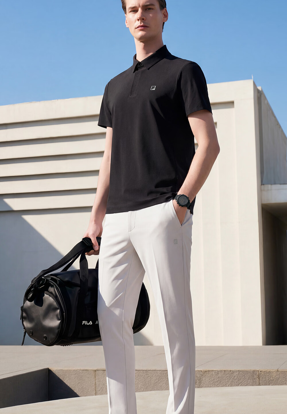 FILA Official Men's Knitted Long Pants 2026 Summer Cooling Sun Protection Fitness Straight-Leg Sports Pants 3