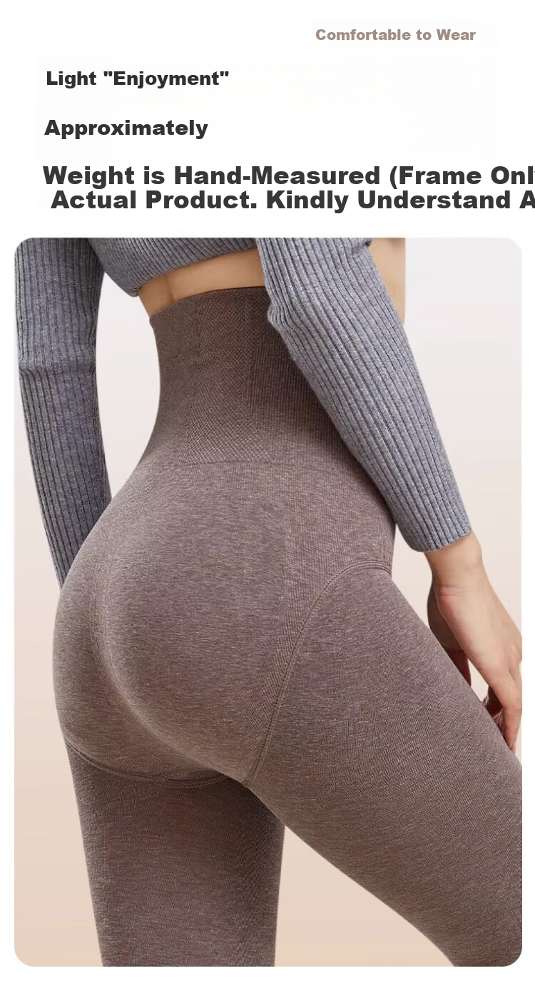 Caiyue Plus Size Cotton Leggings for Women, High Waist Fishbone Anti-Rolling Fleece-Lined Thickened Tights with Tummy Control 9