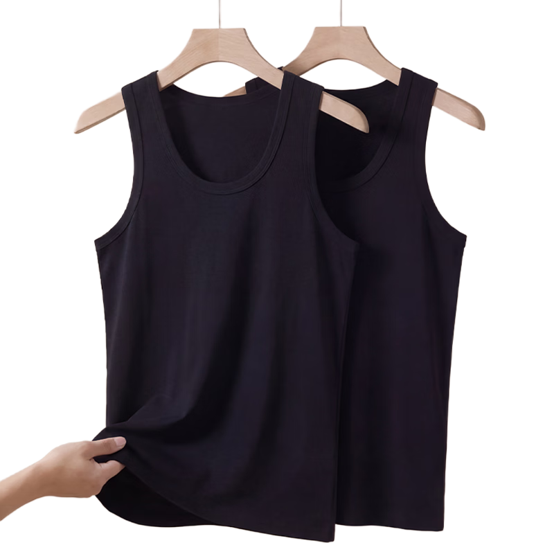 Hengyuanxiang 100% Cotton Men's Sports Vest Sweat-Absorbent Breathable Loose Fit All-Season High Elasticity 2-Pack