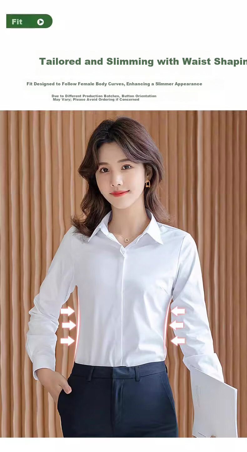 Romon Business Casual Women's Spring Fashion Professional Style Casual Lapel Long Sleeve Shirt Gray S 14