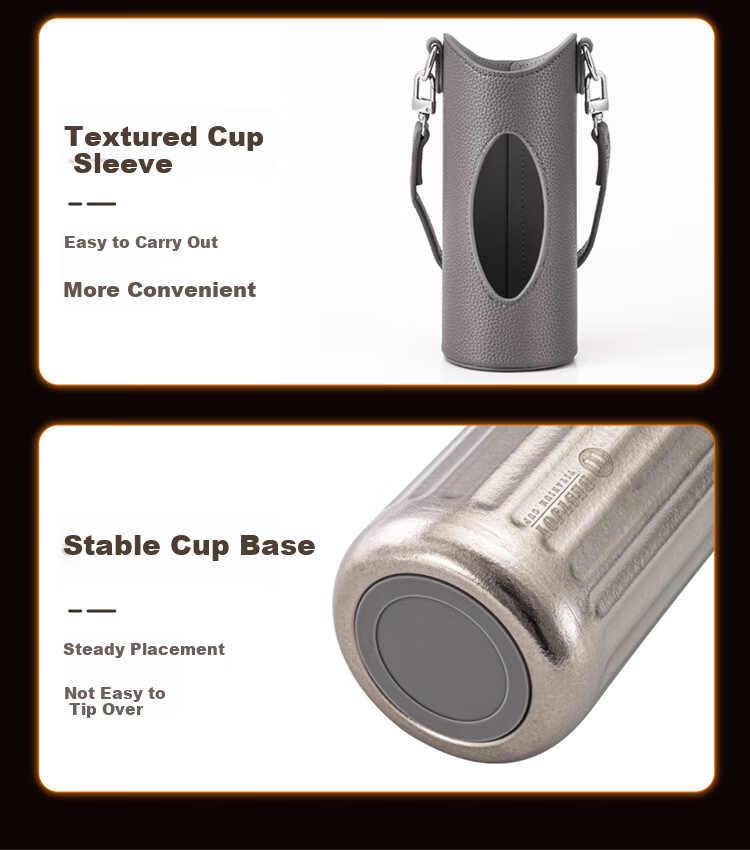 FUGURNG BESTJOY Pure Titanium Coffee Mug Insulated Cup High-Quality Portable Outdoor Water Bottle Titanium Color 560ml Gift Box Set 22