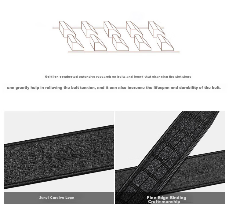 Goldlion Men's Deer Leather Automatic Buckle Belt with Inner Buckle and Outer Buckle, Wooden Gift Box, Birthday Gift 6