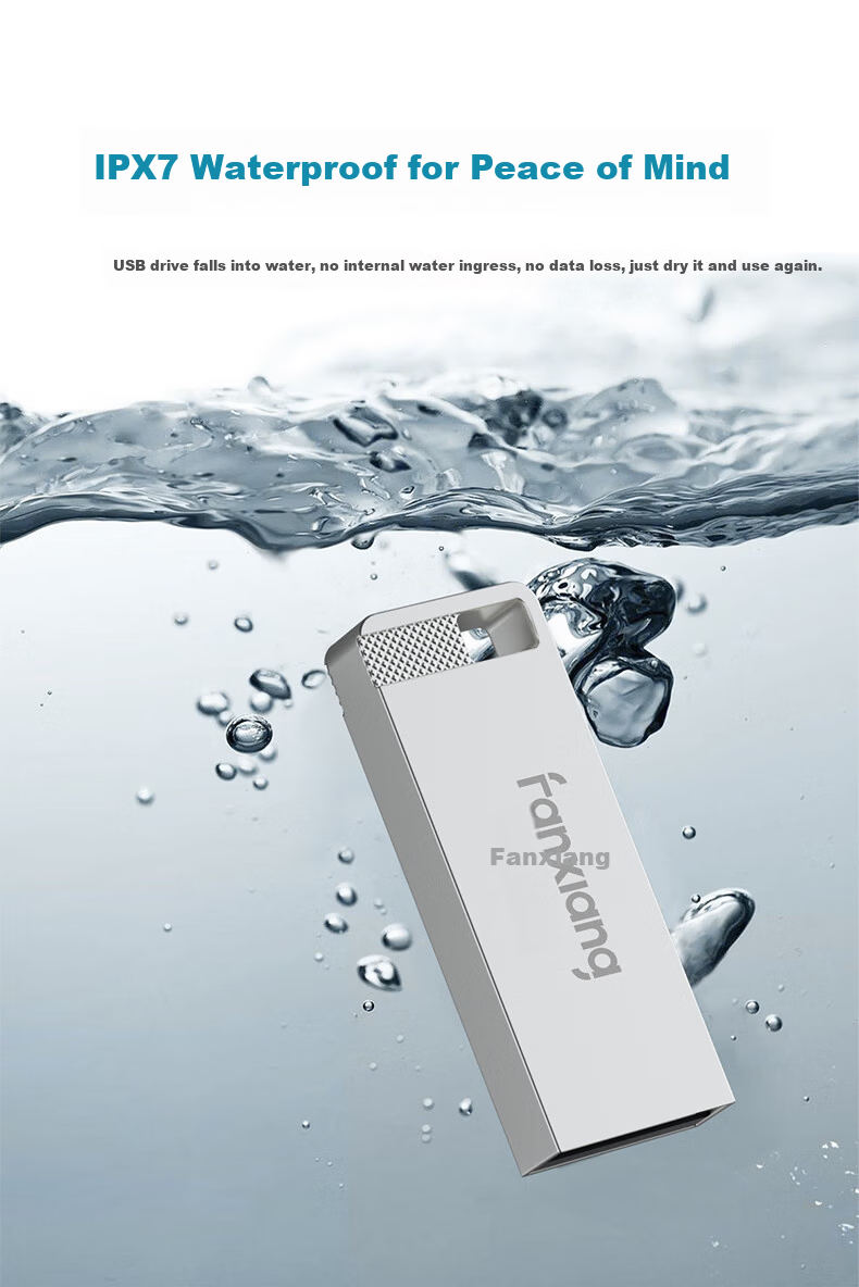 FANXIANG 8GB 10-Pack USB 2.0 Metal Mini USB Flash Drive F206 Silver Waterproof Shockproof Business Bidding USB Drive 4