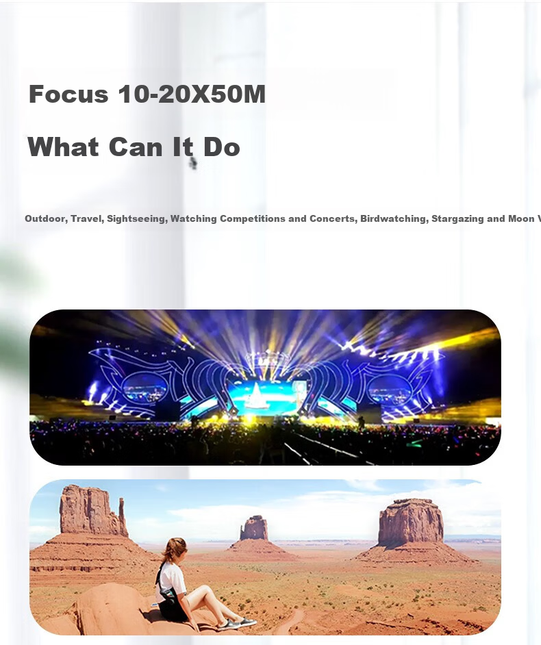 BOSMA Focus 10-20x50M Monocular Telescope High-Definition High-Power Low-Light Night Vision Outdoor Concert Travel Viewing 4