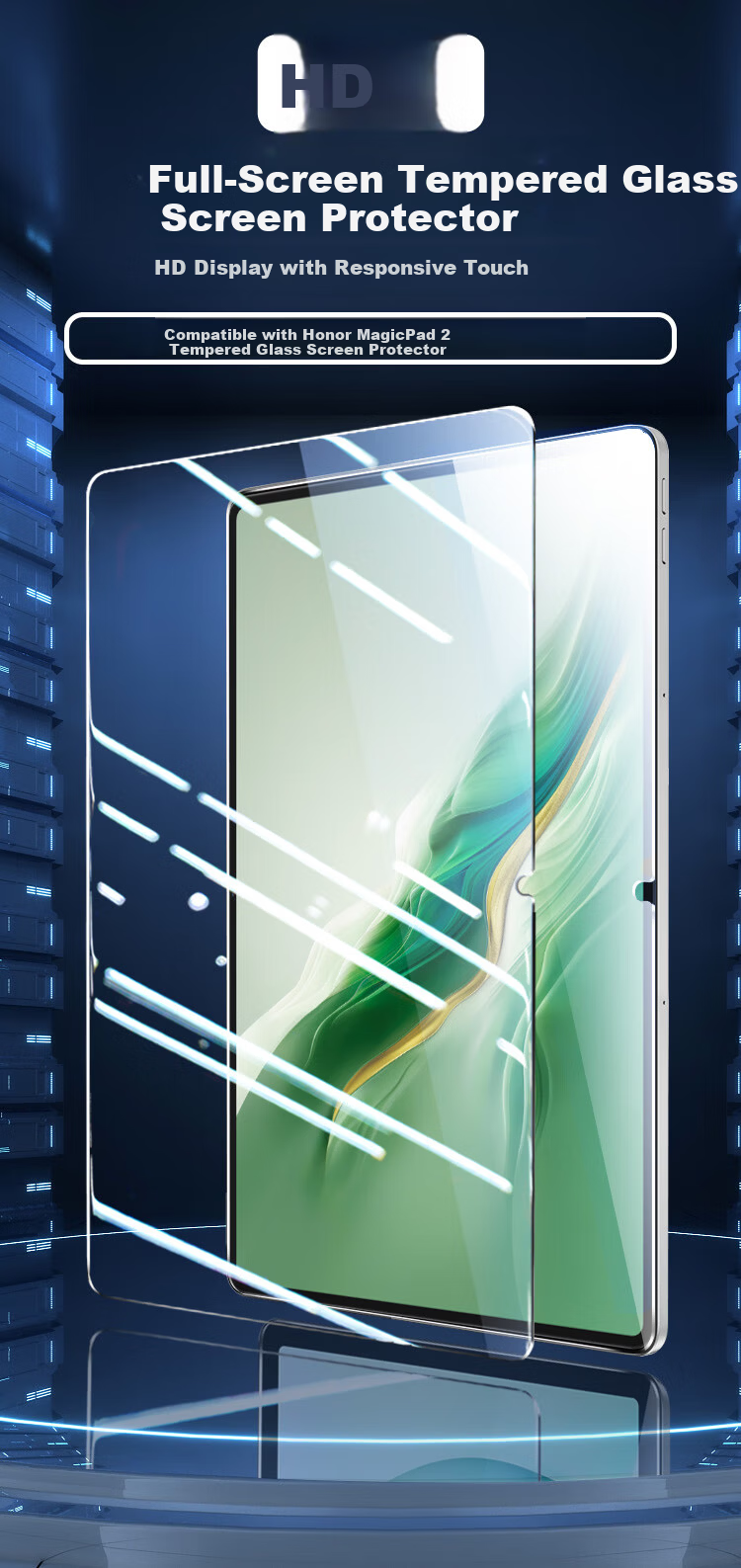 Freeson Tempered Glass Screen Protector for Honor MagicPad 2 / Honor Tablet GT Pro 12.3-inch, HD Full-Screen Anti-Scratch and Anti-Fingerprint Glass Film 1