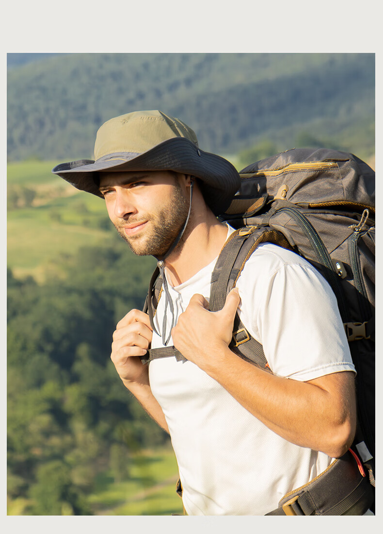 TOPEX Large Brim Bucket Hat for Men Water-Repellent Summer Outdoor Fishing Hat Breathable UV Protection Hiking Mountaineering Cap 23