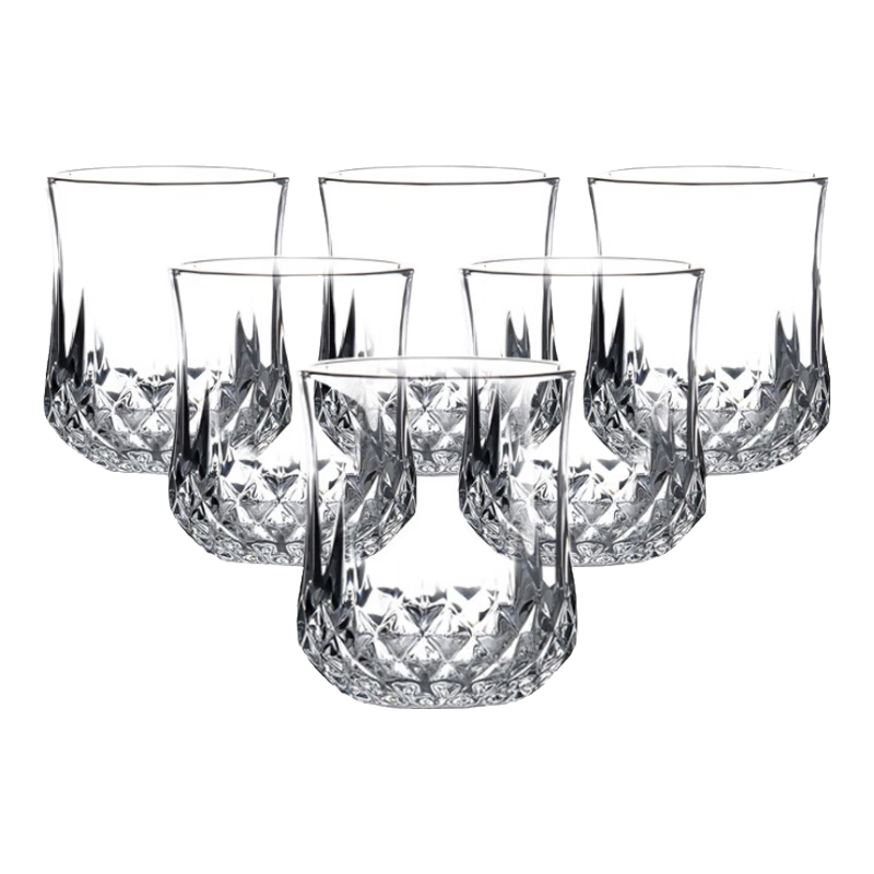 QINGPINGGUO Glass Cups, Water Cups, Tea Cups, Beverage Cups, Wine Glasses, Liquor Glasses, Whiskey Glasses, 220ml*6 Pieces, Colorful Box Packaging