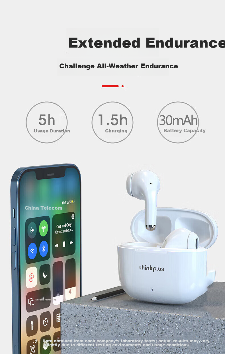 Lenovo LP40pro Bluetooth Wireless Semi-In-Ear Earphones Running Sports Music Call Noise Cancelling Gaming Long Battery Life Compatible with Apple Huawei Xiaomi Black 6