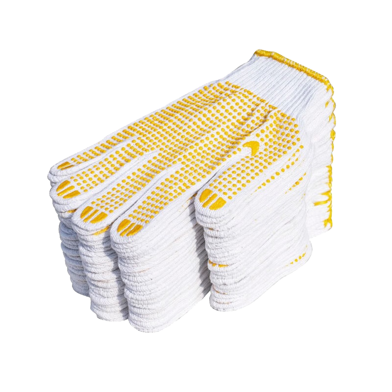 Maozheng Dotted Work Gloves, 12 Pairs/pack, Cotton Lining, Thickened, Non-Slip, Wear-Resistant, for Construction Sites And Industrial Work, Yellow Dots, MZS-D12