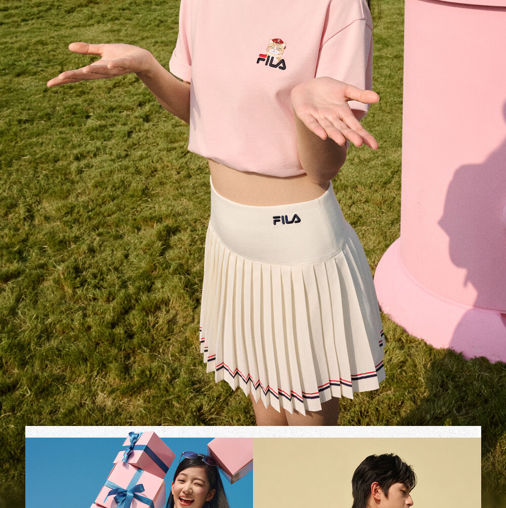 FILA Official 2026 Summer Couple Short Sleeve T-Shirt Casual Loose Fit Cotton Cat Knit Tee 20