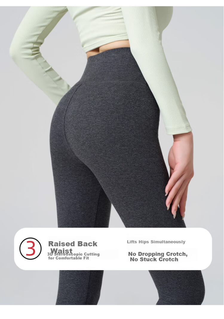 Langsha Women's Ribbed Sharkskin Leggings Thickened Fleece Silk Cashmere Koala Velvet Thermal Cotton Pants for Autumn and Winter 11