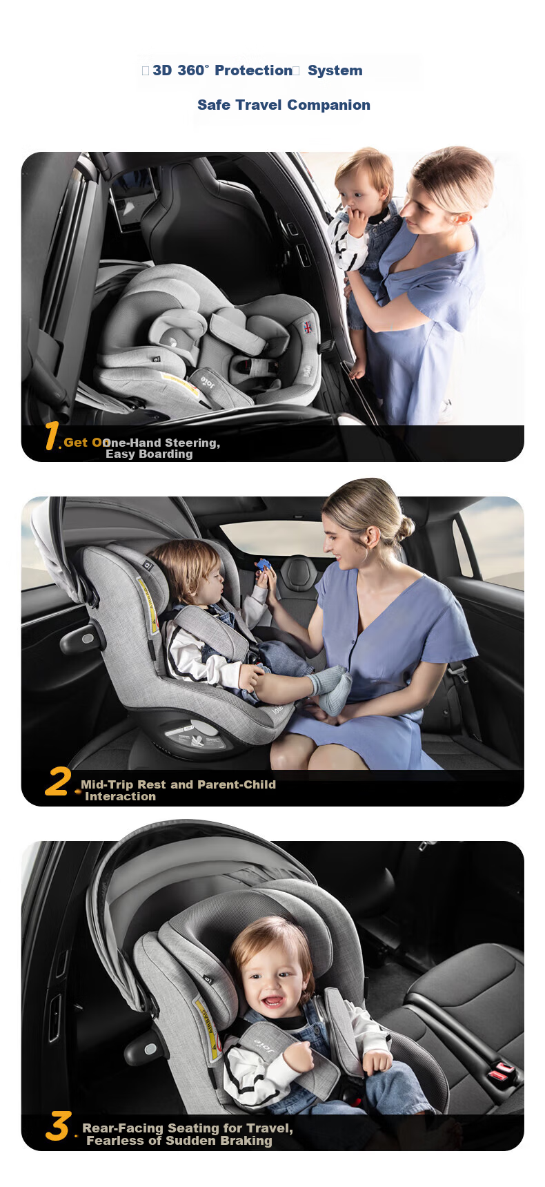 JOIE Child Safety Seat 0-4 Years ADAC Tested 360° Rotation i-Size Certified Gyro Warrior Pro Gray 9