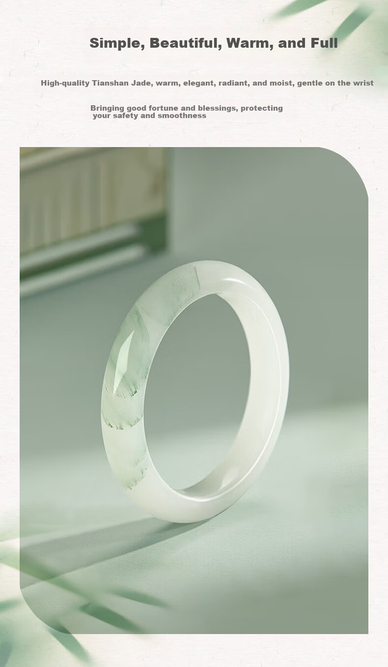 ALLOVE Tianshan Jade Bangle Women's Gold Silk Jade Bracelet Birthday Gift for Girlfriend Wife Wedding Anniversary 6