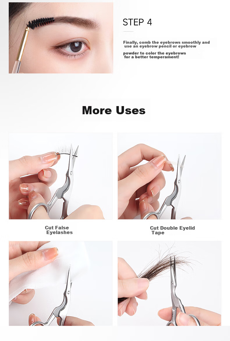 Tweezerman Imported Eyebrow Scissors and Brush Set Safe Eyebrow Grooming Beauty Makeup Tools Gift 12