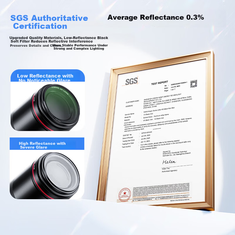 Llano 1/8 Black Soft Filter 43mm 1/8 Soft Light Filter Softening Lens Diffusion Filter Portrait Light Softening Matte Beauty Filter for Mirrorless and DSLR Cameras