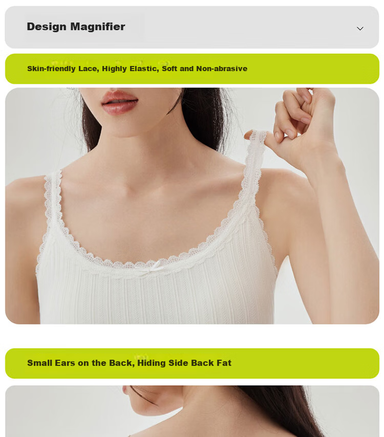 Banlian Lace White Padded Camisole Women's Summer New Strap Vest Bra-Free Backless Outerwear Top 21