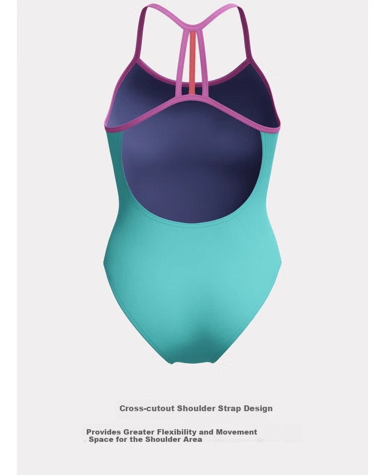 Speedo Kids Competitive Training Series Flexible Shoulder Strap Youth Printed One-Piece Swimsuit Girls Blue/Purple Age 7-8 4