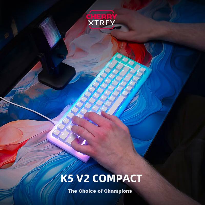 CHERRY XTRFY K5V2 Champion 67-Key Wired Mechanical Gaming Keyboard Customizable for Valorant CS:GO 2 Apex Legends White